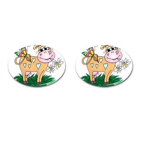 Cute cow Cufflinks (Oval) from ArtsNow.com Front(Pair)