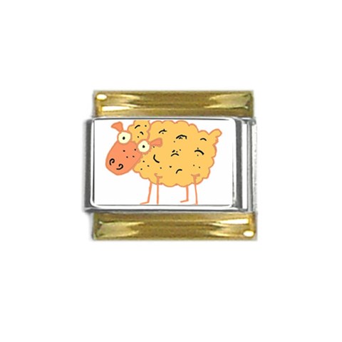 Funky sheep Gold Trim Italian Charm (9mm) from ArtsNow.com Front