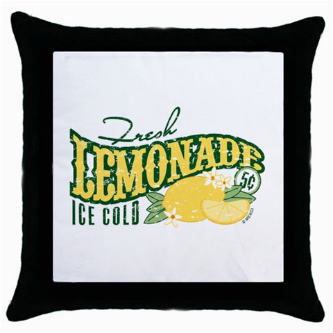 Fresh Lemonade Throw Pillow Case (Black) from ArtsNow.com Front