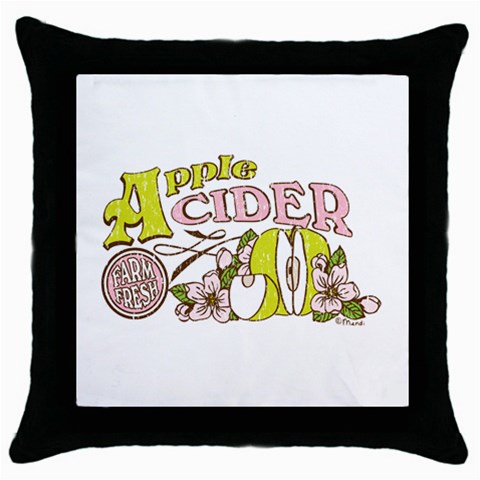 Apple Cider Throw Pillow Case (Black) from ArtsNow.com Front