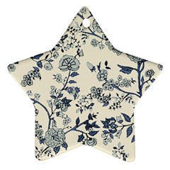 Blue Vintage Background, Blue Roses Patterns Star Ornament (Two Sides) from ArtsNow.com Front