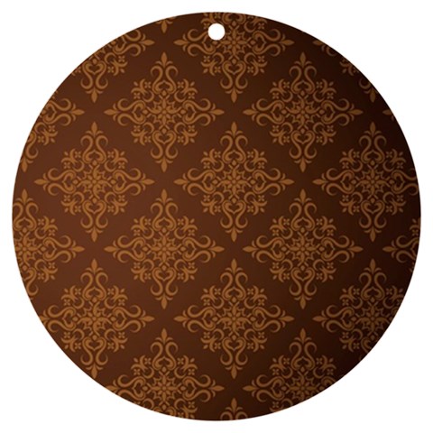 Brown Floral Pattern Floral Vintage Pattern, Brown Vintage UV Print Acrylic Ornament Round from ArtsNow.com Front