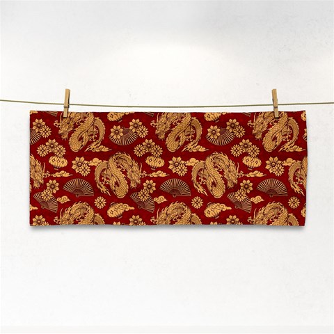 Vintage Dragon Chinese Red Amber Hand Towel from ArtsNow.com Front