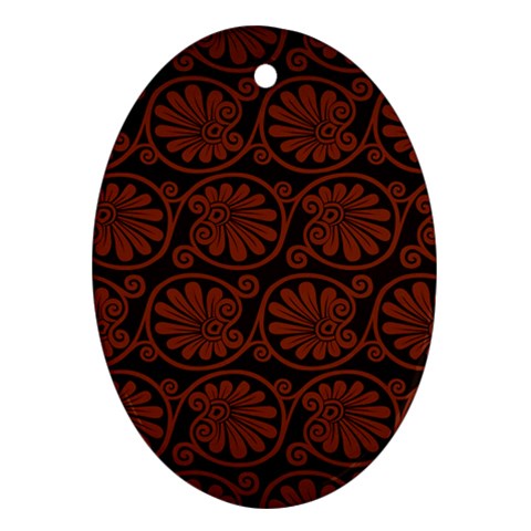 Brown Floral Pattern Floral Greek Ornaments Oval Ornament (Two Sides) from ArtsNow.com Front