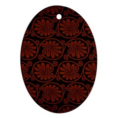 Brown Floral Pattern Floral Greek Ornaments Oval Ornament (Two Sides) from ArtsNow.com Back