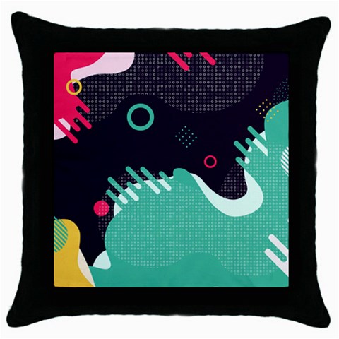 Colorful Background, Material Design, Geometric Shapes Throw Pillow Case (Black) from ArtsNow.com Front