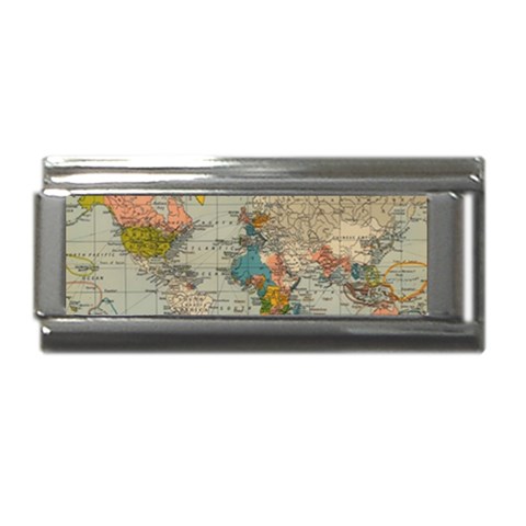 Vintage World Map Superlink Italian Charm (9mm) from ArtsNow.com Front