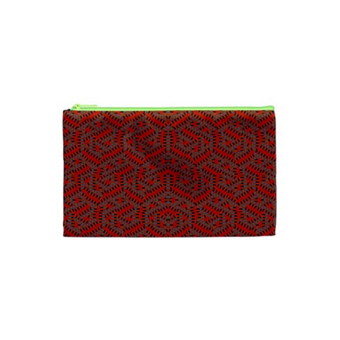 Hexagon Motif Geometric Tribal Style Pattern Cosmetic Bag (Small) from ArtsNow.com Front