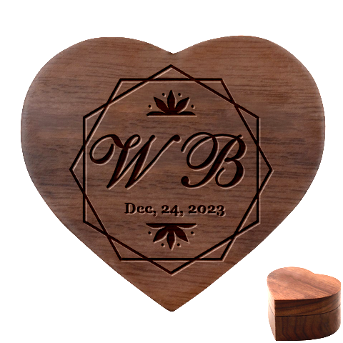 Personalized Wedding Initial Heart Wood Jewelry Box Heart Wood Jewelry Box from ArtsNow.com Front