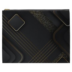 Black Background With Gold Lines Cosmetic Bag (XXXL) from ArtsNow.com Front