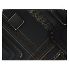 Black Background With Gold Lines Cosmetic Bag (XXXL) from ArtsNow.com Back