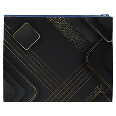 Black Background With Gold Lines Cosmetic Bag (XXXL) from ArtsNow.com Back