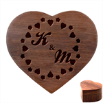 Personalized Couple Initial Heart Wood Jewelry Box Heart Wood Jewelry Box