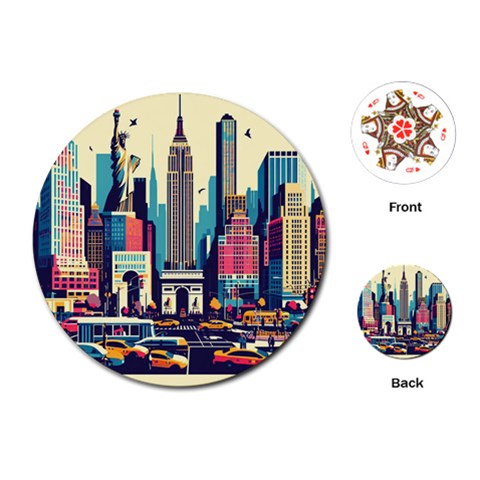 Skyscrapers City Usa Playing Cards Single Design (Round) from ArtsNow.com Front