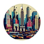 Skyscrapers City Usa Round Ornament (Two Sides)