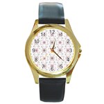 Pattern Texture Design Decorative Round Gold Metal Watch