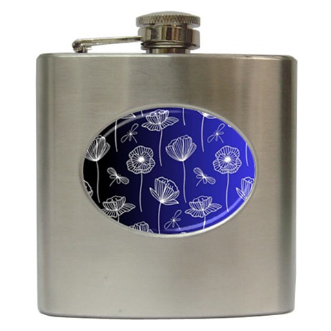 Pattern Floral Leaves Botanical White Flowers Hip Flask (6 oz) from ArtsNow.com Front