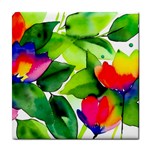 Watercolor Flowers Leaves Foliage Nature Floral Spring Tile Coaster