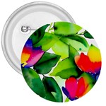 Watercolor Flowers Leaves Foliage Nature Floral Spring 3  Buttons