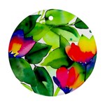 Watercolor Flowers Leaves Foliage Nature Floral Spring Ornament (Round)