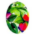 Watercolor Flowers Leaves Foliage Nature Floral Spring Ornament (Oval)