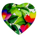 Watercolor Flowers Leaves Foliage Nature Floral Spring Ornament (Heart)