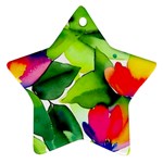 Watercolor Flowers Leaves Foliage Nature Floral Spring Ornament (Star)