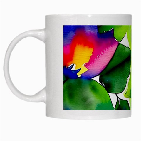 Watercolor Flowers Leaves Foliage Nature Floral Spring White Mug from ArtsNow.com Left