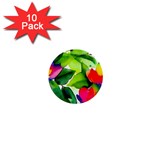 Watercolor Flowers Leaves Foliage Nature Floral Spring 1  Mini Buttons (10 pack) 