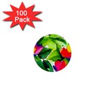 Watercolor Flowers Leaves Foliage Nature Floral Spring 1  Mini Buttons (100 pack) 