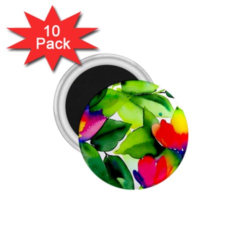 Watercolor Flowers Leaves Foliage Nature Floral Spring 1.75  Magnets (10 pack)  from ArtsNow.com Front