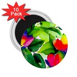 Watercolor Flowers Leaves Foliage Nature Floral Spring 2.25  Magnets (10 pack) 