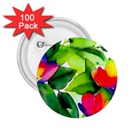 Watercolor Flowers Leaves Foliage Nature Floral Spring 2.25  Buttons (100 pack) 