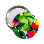 Watercolor Flowers Leaves Foliage Nature Floral Spring 2.25  Handbag Mirrors