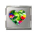 Watercolor Flowers Leaves Foliage Nature Floral Spring Mega Link Heart Italian Charm (18mm)