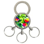 Watercolor Flowers Leaves Foliage Nature Floral Spring 3-Ring Key Chain