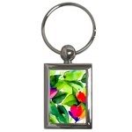 Watercolor Flowers Leaves Foliage Nature Floral Spring Key Chain (Rectangle)