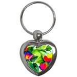 Watercolor Flowers Leaves Foliage Nature Floral Spring Key Chain (Heart)