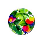 Watercolor Flowers Leaves Foliage Nature Floral Spring Rubber Coaster (Round)