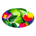 Watercolor Flowers Leaves Foliage Nature Floral Spring Oval Magnet