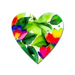 Watercolor Flowers Leaves Foliage Nature Floral Spring Heart Magnet