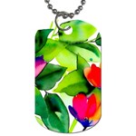 Watercolor Flowers Leaves Foliage Nature Floral Spring Dog Tag (One Side)