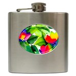 Watercolor Flowers Leaves Foliage Nature Floral Spring Hip Flask (6 oz)