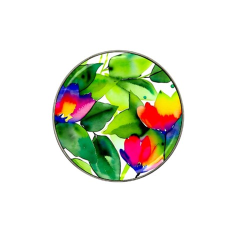 Watercolor Flowers Leaves Foliage Nature Floral Spring Hat Clip Ball Marker (4 pack) from ArtsNow.com Front