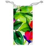 Watercolor Flowers Leaves Foliage Nature Floral Spring Jewelry Bag