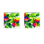 Watercolor Flowers Leaves Foliage Nature Floral Spring Cufflinks (Square)