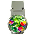 Watercolor Flowers Leaves Foliage Nature Floral Spring Money Clip Watches