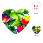 Watercolor Flowers Leaves Foliage Nature Floral Spring Playing Cards Single Design (Heart)