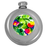 Watercolor Flowers Leaves Foliage Nature Floral Spring Round Hip Flask (5 oz)