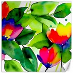 Watercolor Flowers Leaves Foliage Nature Floral Spring Canvas 12  x 12 